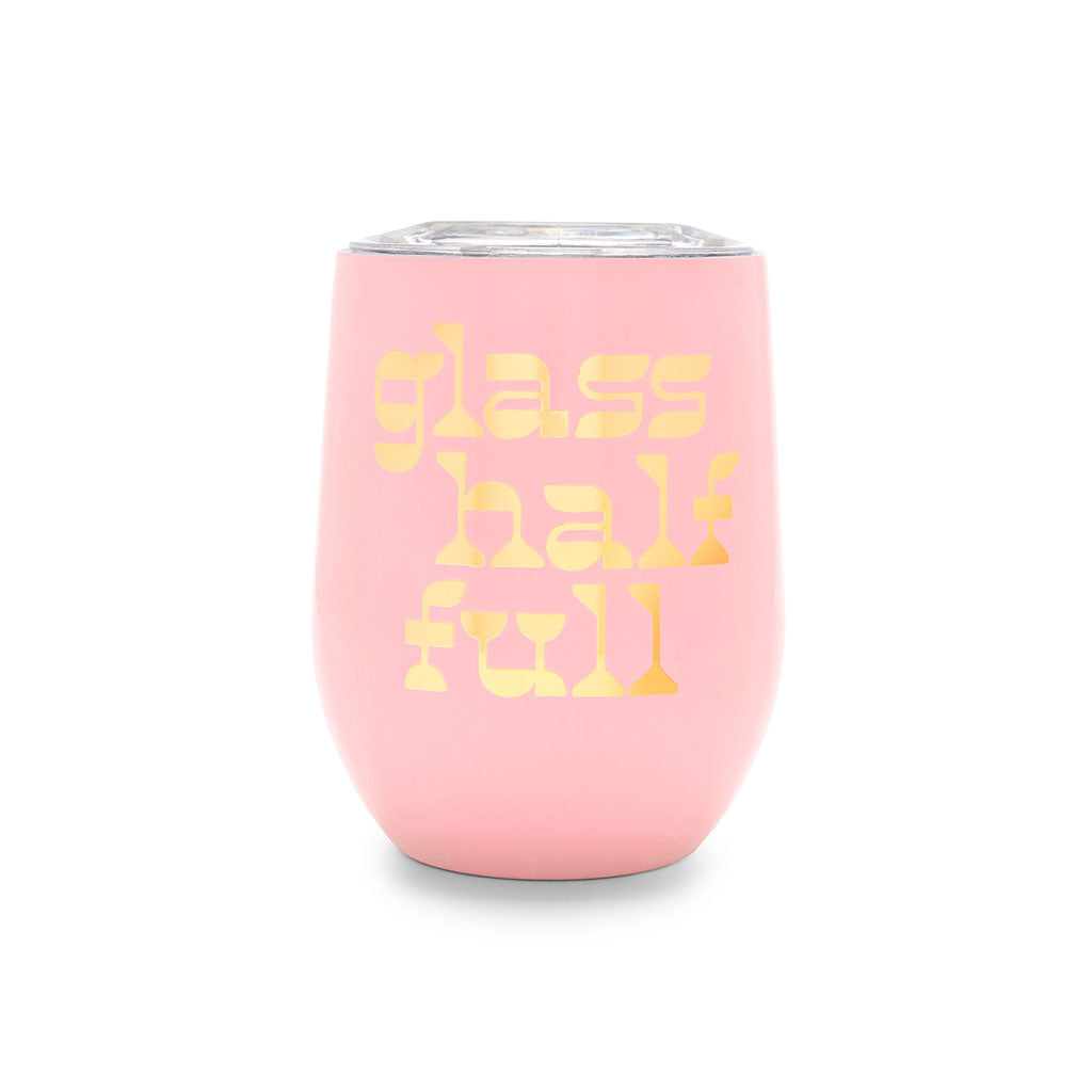 Stainless Steel Wine Glass With Lid - Glass Half Full