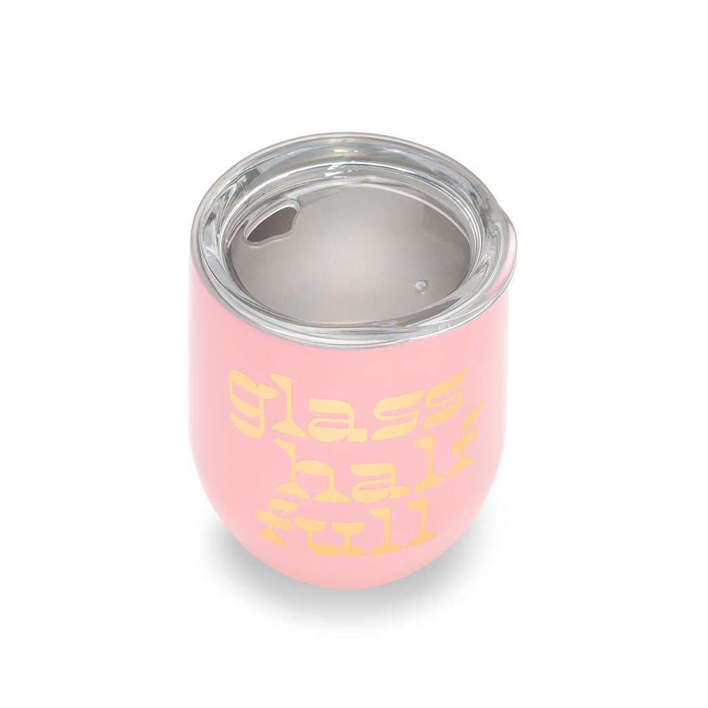 Stainless Steel Wine Glass With Lid - Glass Half Full