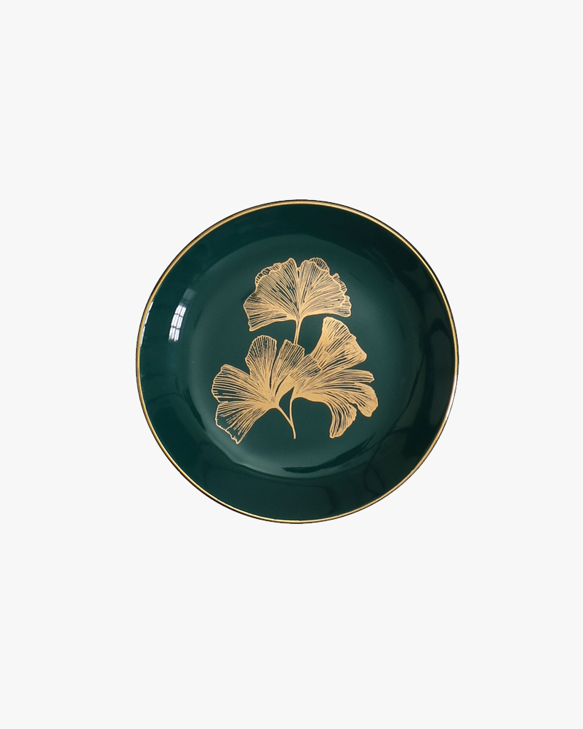 Ceramic Trinket Dish - Teal Ginko Leaf