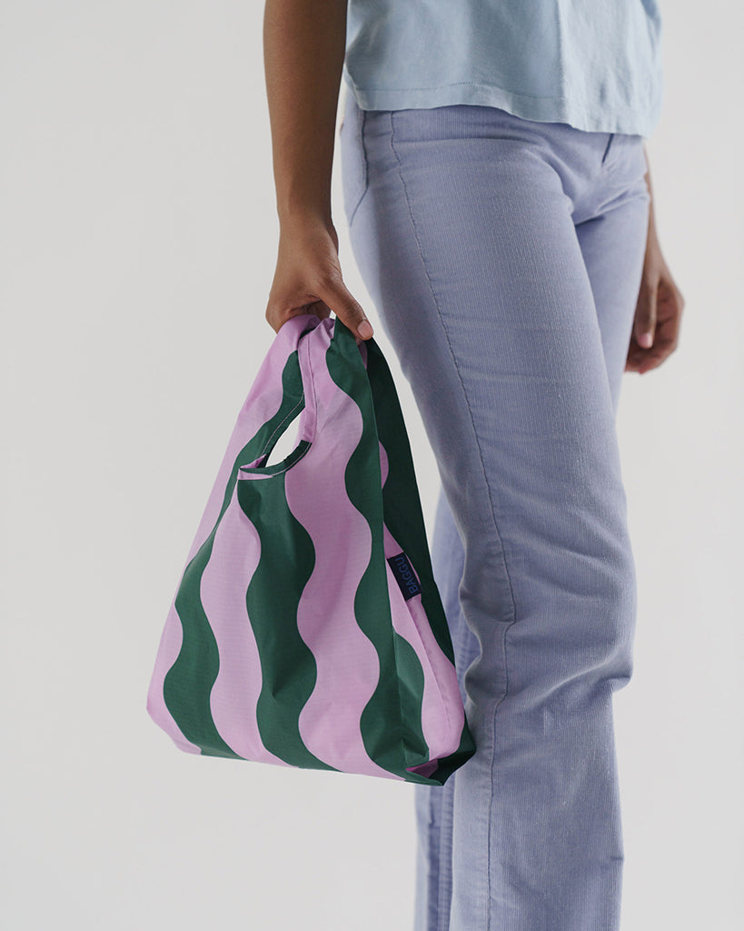 Baby Reusable Bag - Pink & Green Wavy Stripe