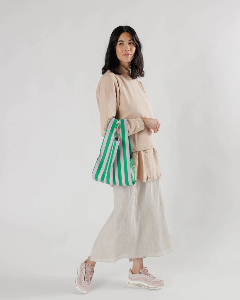 Baby Reusable Bag - Pink Green Awning Stripe