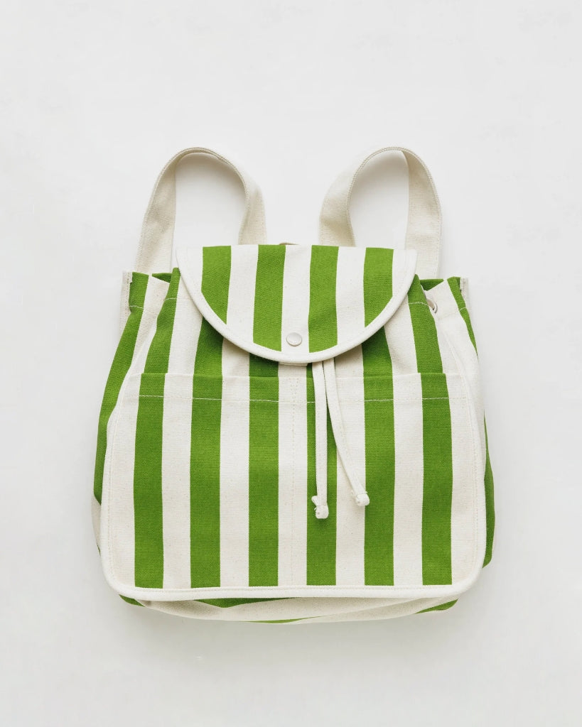 Drawstring Backpack - Green Awning Stripe