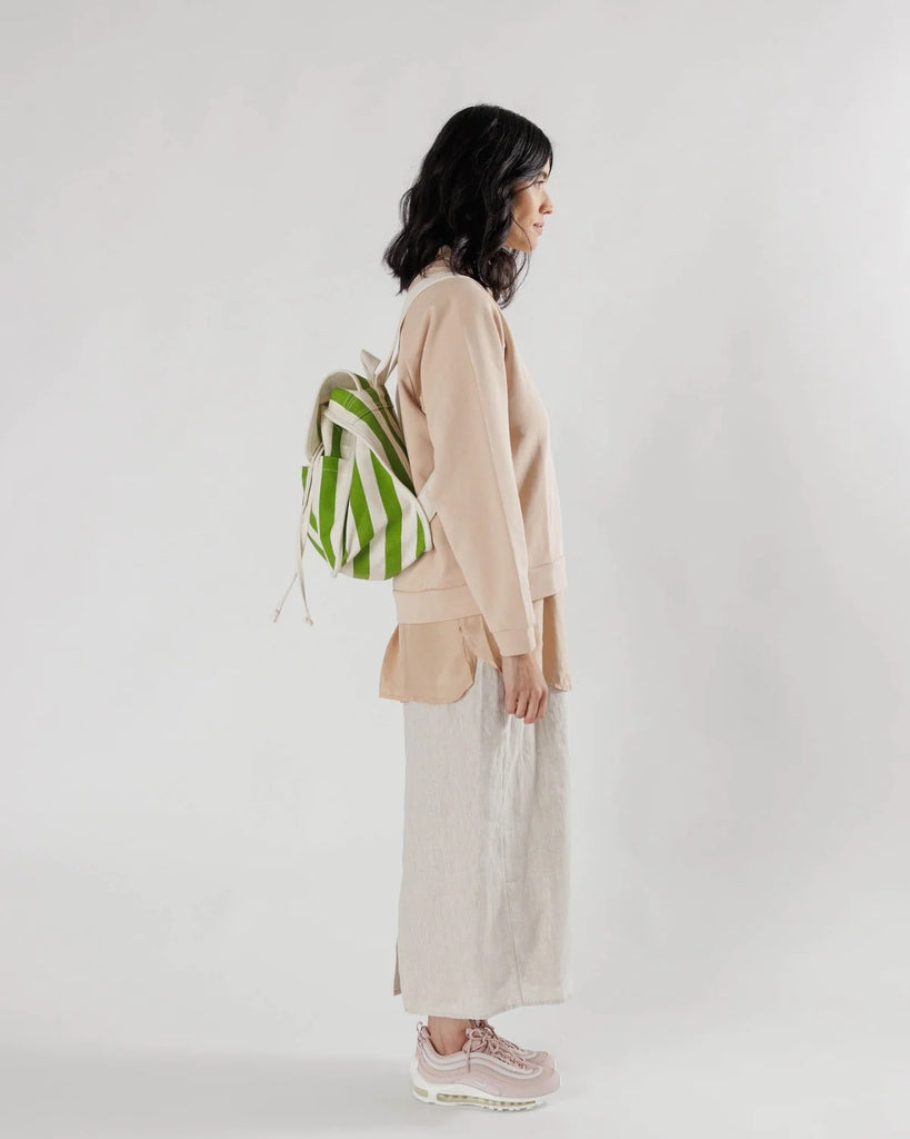 Drawstring Backpack - Green Awning Stripe