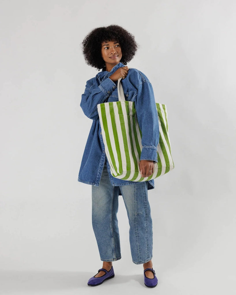 Giant Tote Bag - Green Awning Stripe