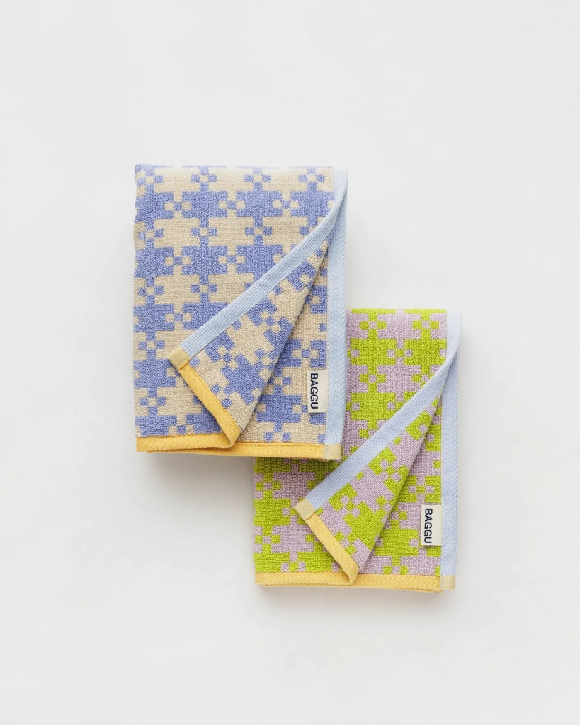 Hand Towel Set Of Two - Pastel Pixel Gingham