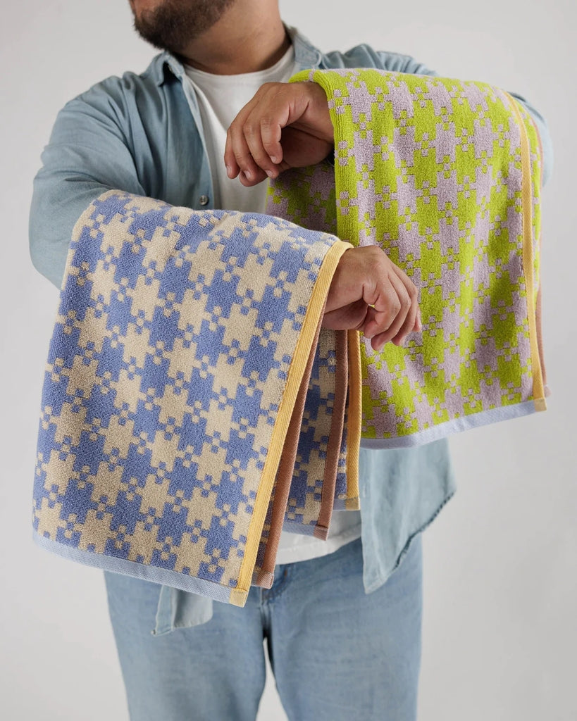 Hand Towel Set Of Two - Pastel Pixel Gingham