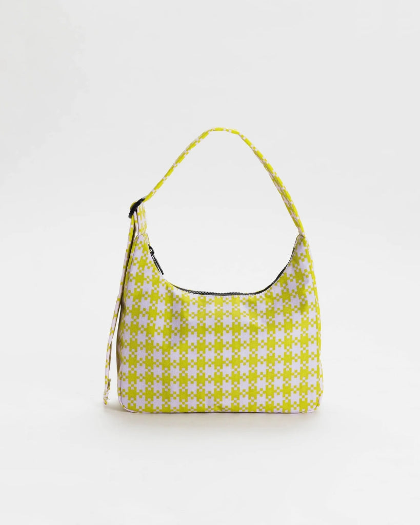Mini Nylon Shoulder Bag - Pink Pistachio Pixel Gingham