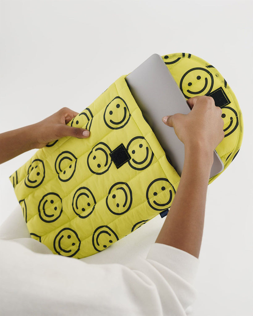 Puffy Laptop Sleeve - Yellow Happy