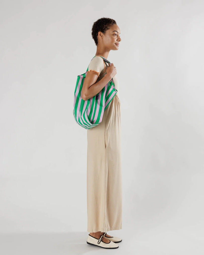 Standard Reusable Bag - Pink Green Awning Stripe