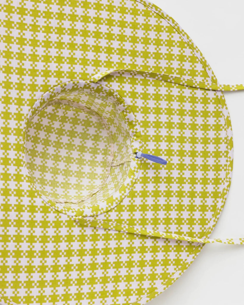 Sun Hat - Pink Pistachio Pixel Gingham