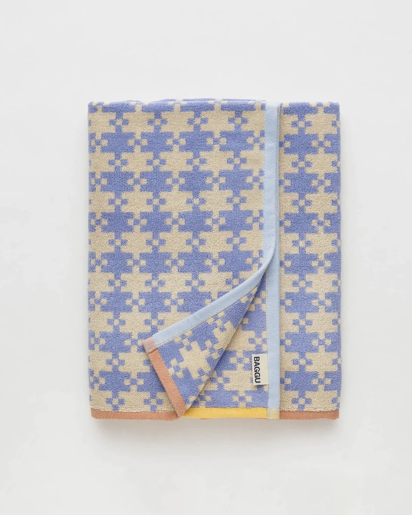 Bath Towel - Blue Pixel Gingham