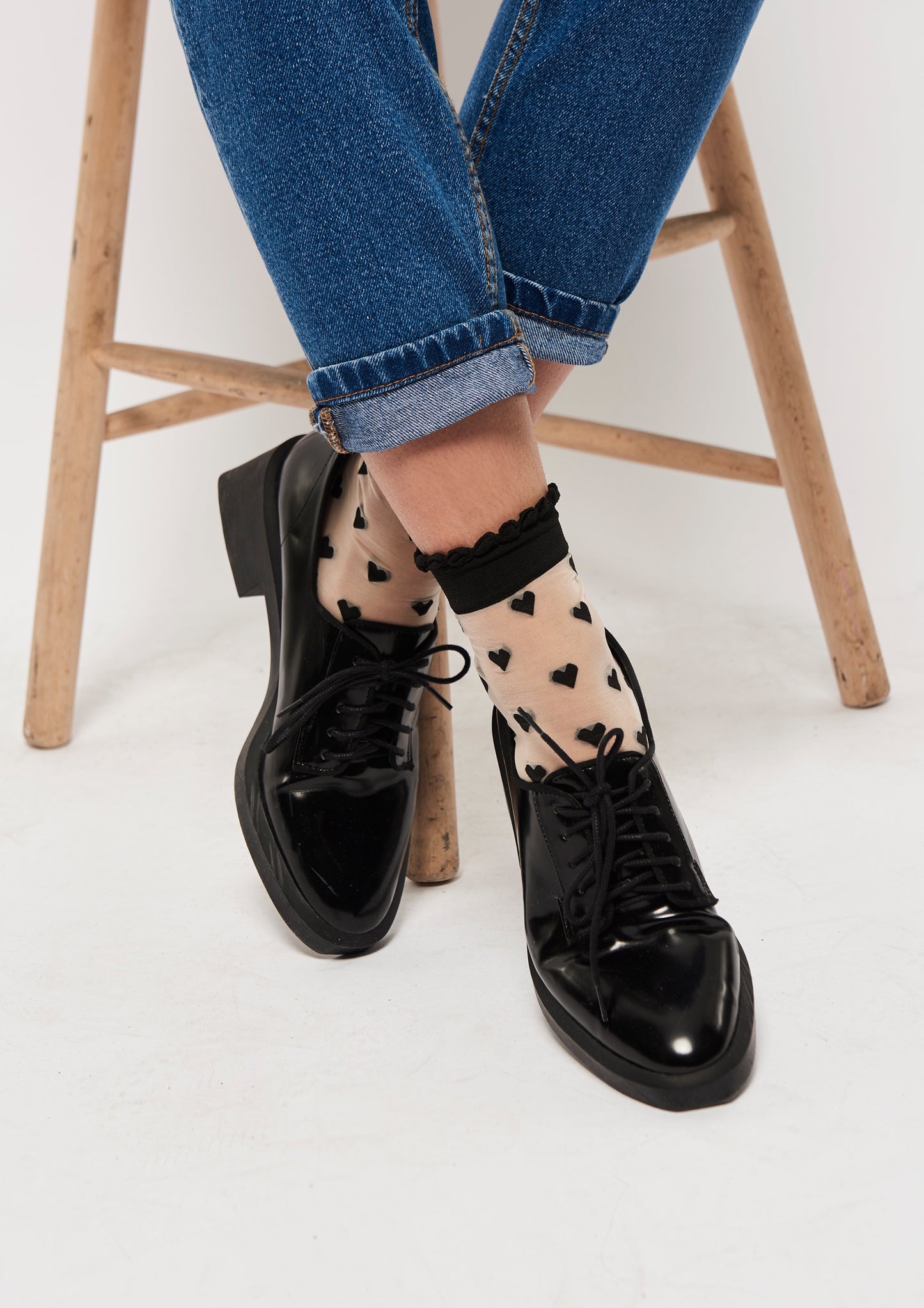 Dagmar Hearts Socks - Black
