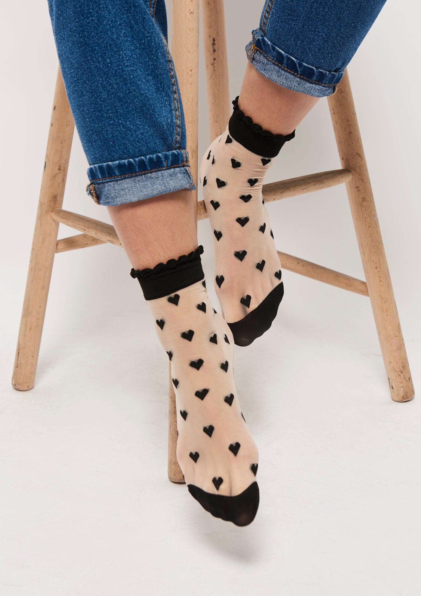 Dagmar Hearts Socks - Black