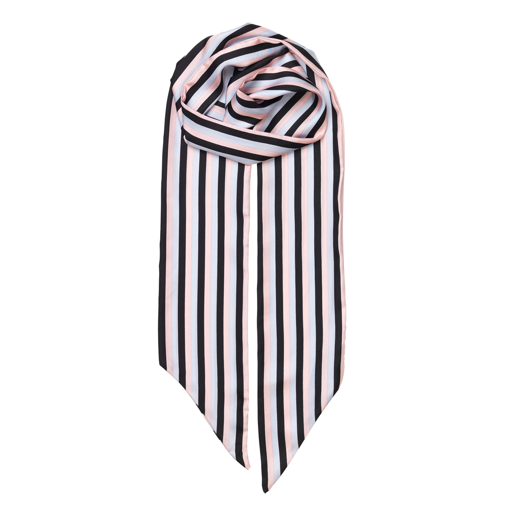 Silk Scarf - Slimmy Stripe Strawberry Cream