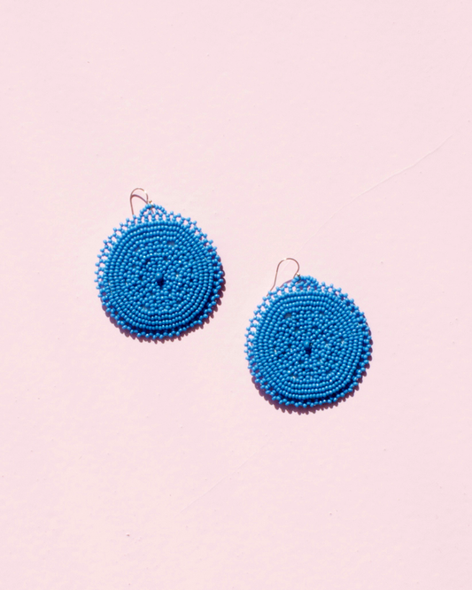Ella Beaded Earrings - Blue Pop