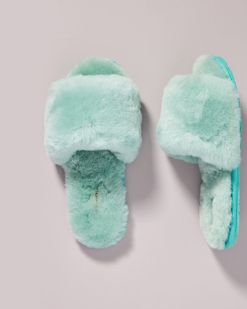 Frankie Shearling Slippers - Mint