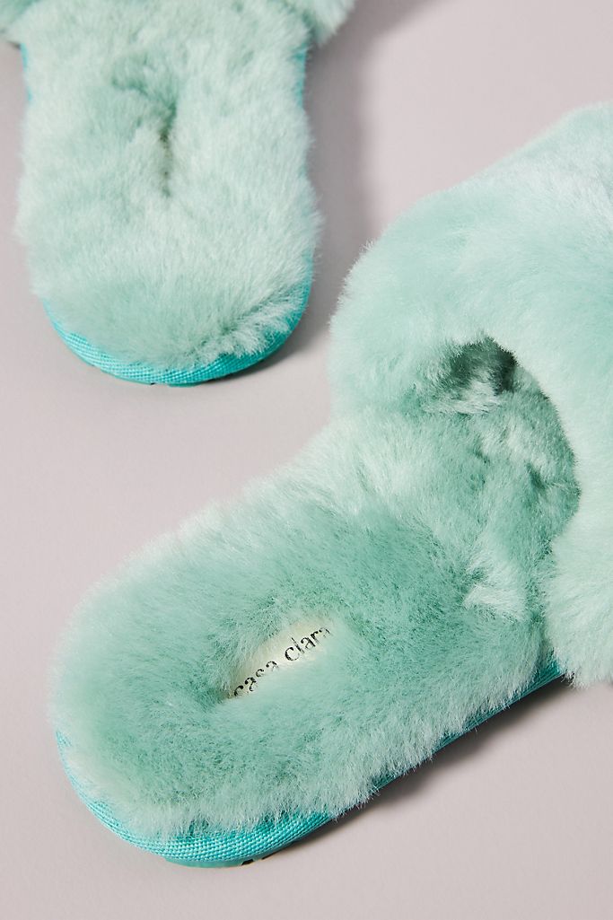 Frankie Shearling Slippers - Mint