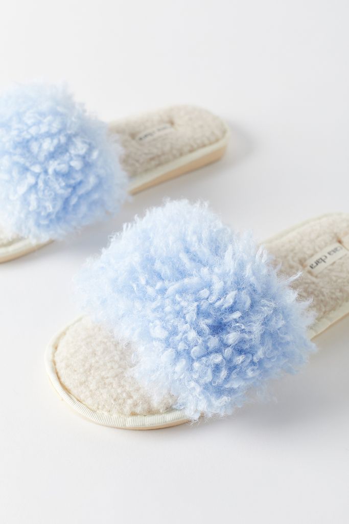 Lola Faux Fur Slippers - Baby Blue