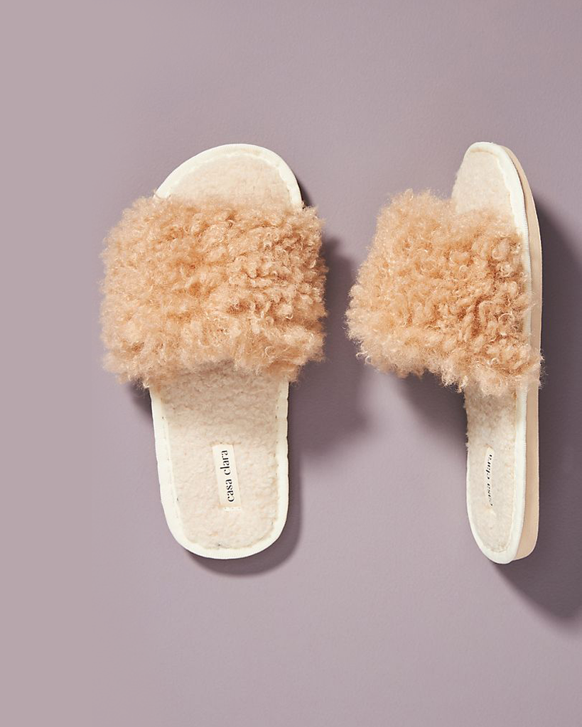 Lola Faux Fur Slippers - Beige