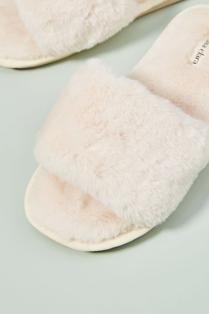 Sage Faux Fur Slippers - Cream