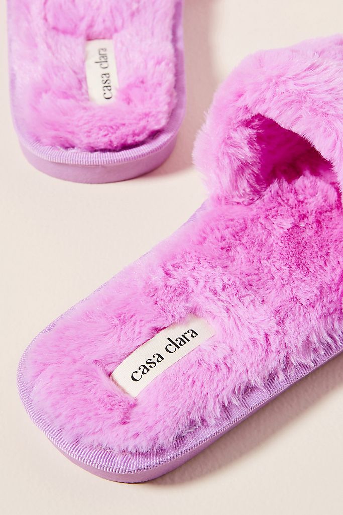 Sage Faux Fur Slippers - Lilac