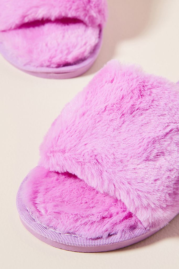 Sage Faux Fur Slippers - Lilac