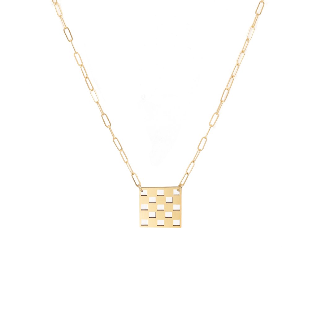 Checkered Necklace - Gold