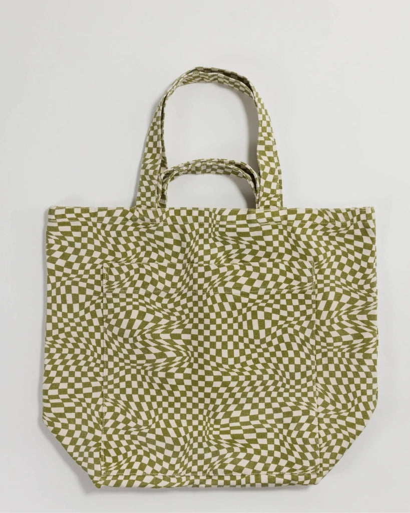 Giant Tote Bag - Moss Trippy Checker