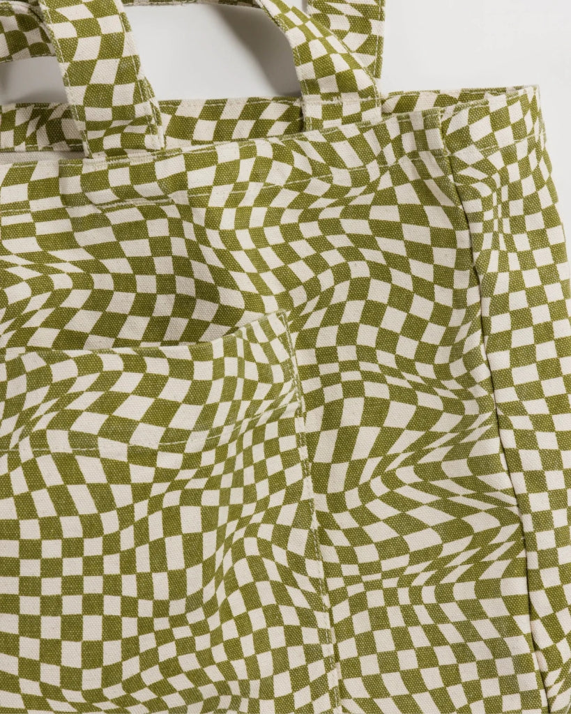 Giant Tote Bag - Moss Trippy Checker
