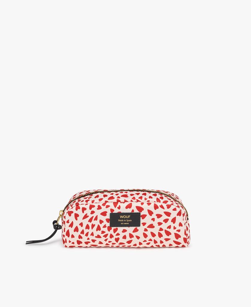 Small Make-Up Pouch - White Hearts