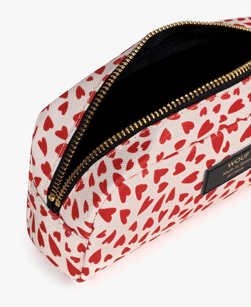 Small Make-Up Pouch - White Hearts