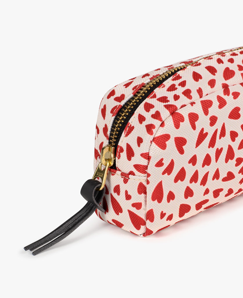 Small Make-Up Pouch - White Hearts