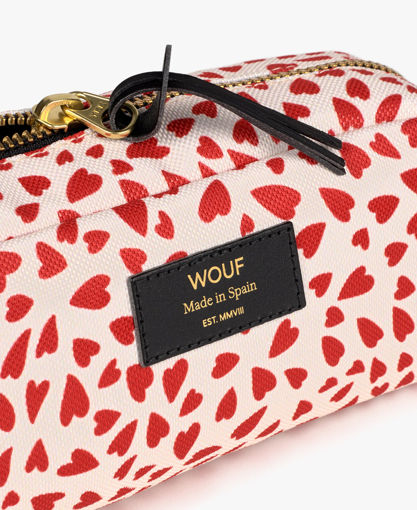 Small Make-Up Pouch - White Hearts