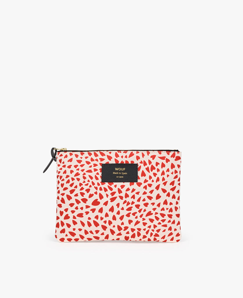 Pouch Bag - White Hearts