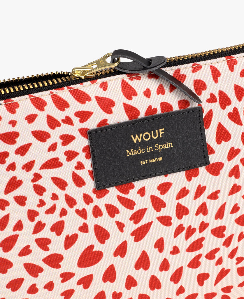Pouch Bag - White Hearts