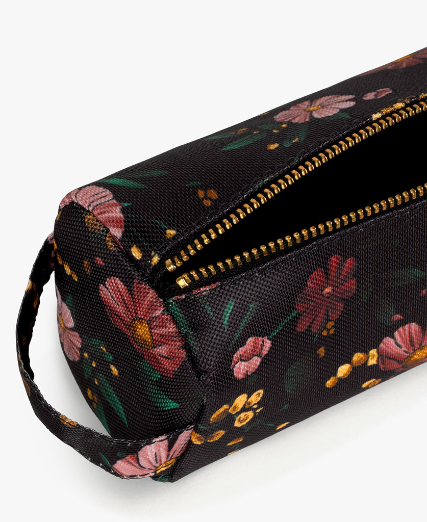 School Pencil Case - Black Flowers