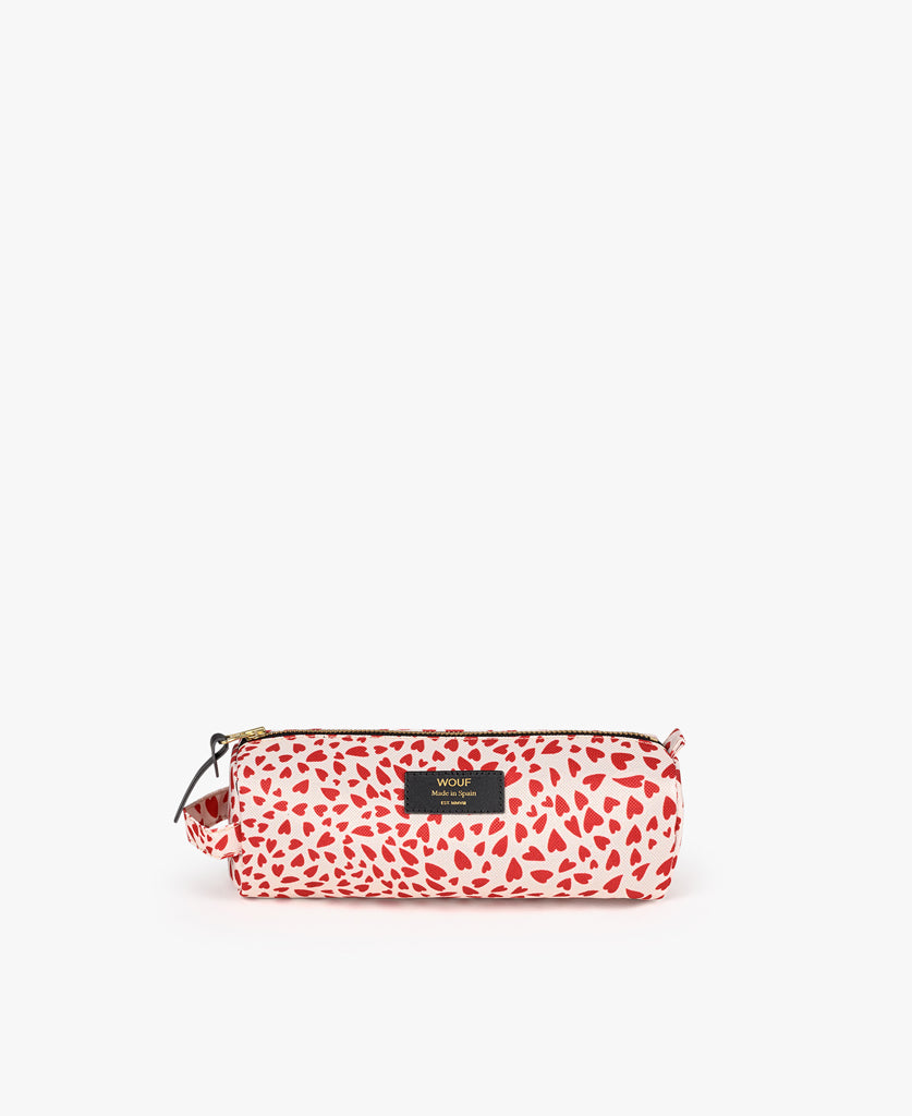 School Pencil Case - White Hearts