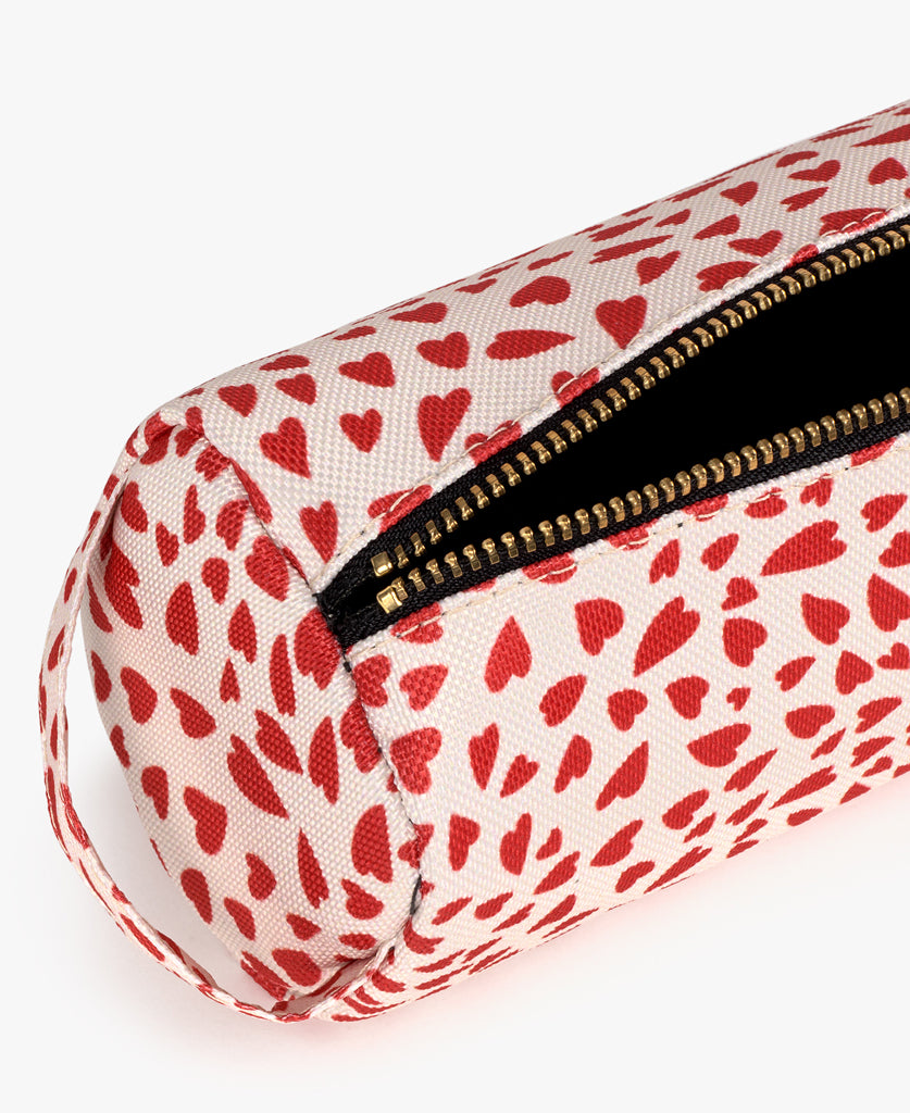 School Pencil Case - White Hearts