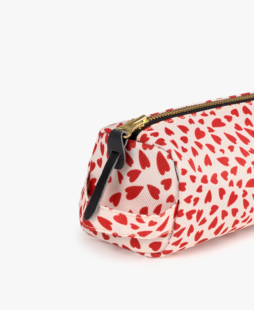 School Pencil Case - White Hearts