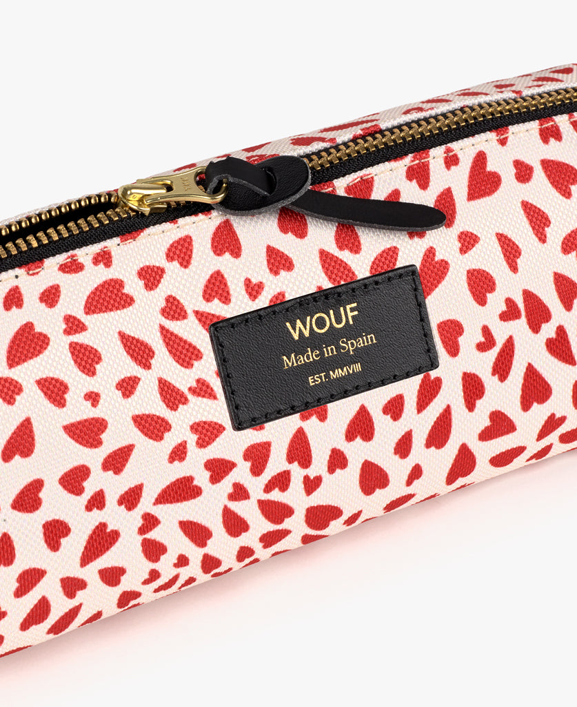 School Pencil Case - White Hearts