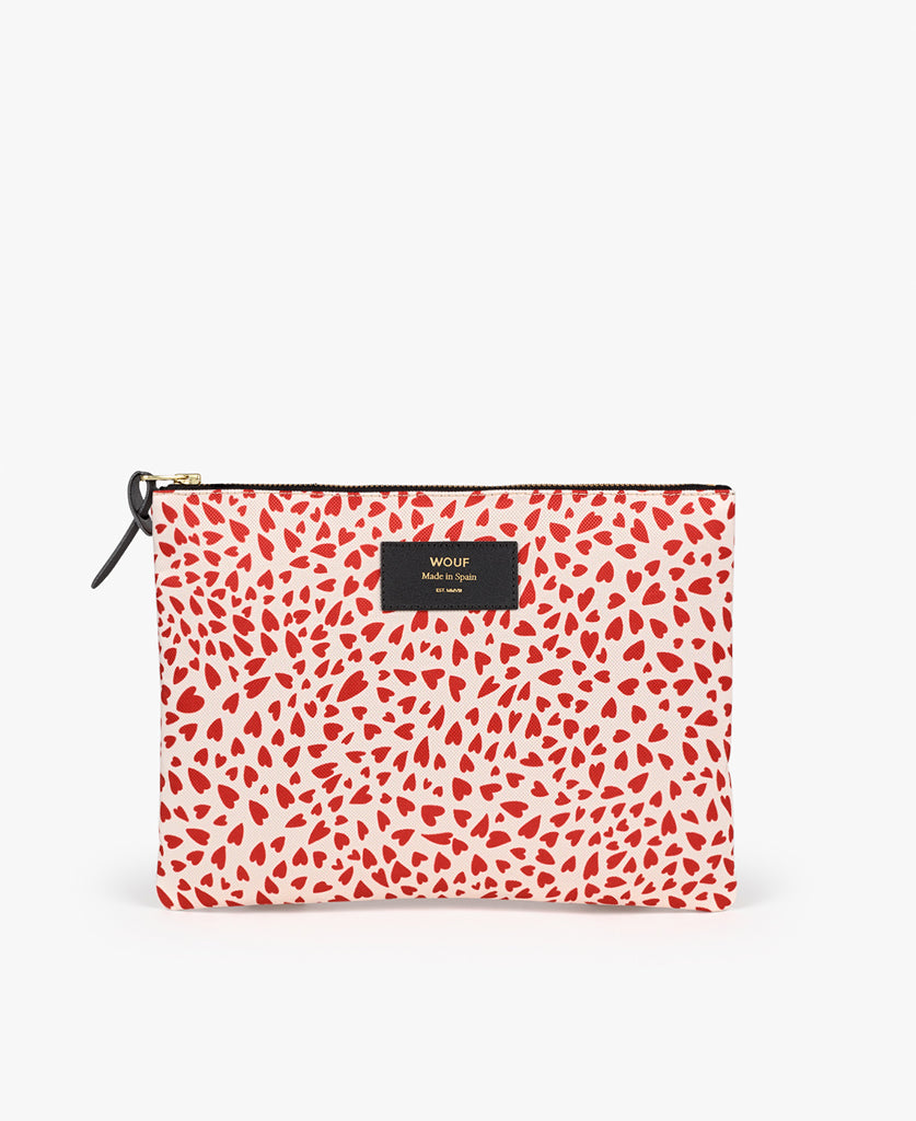 Pouch Bag - White Hearts
