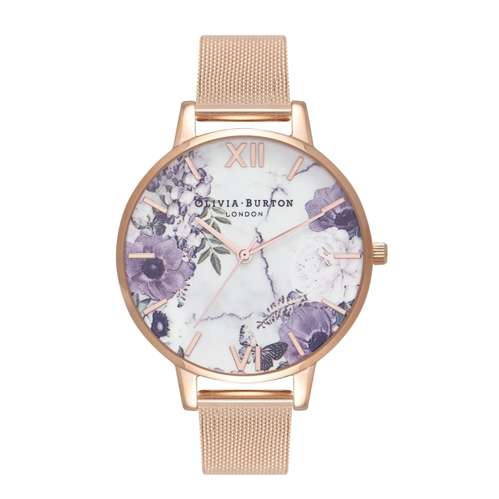 Olivia burton marble sales floral rose gold