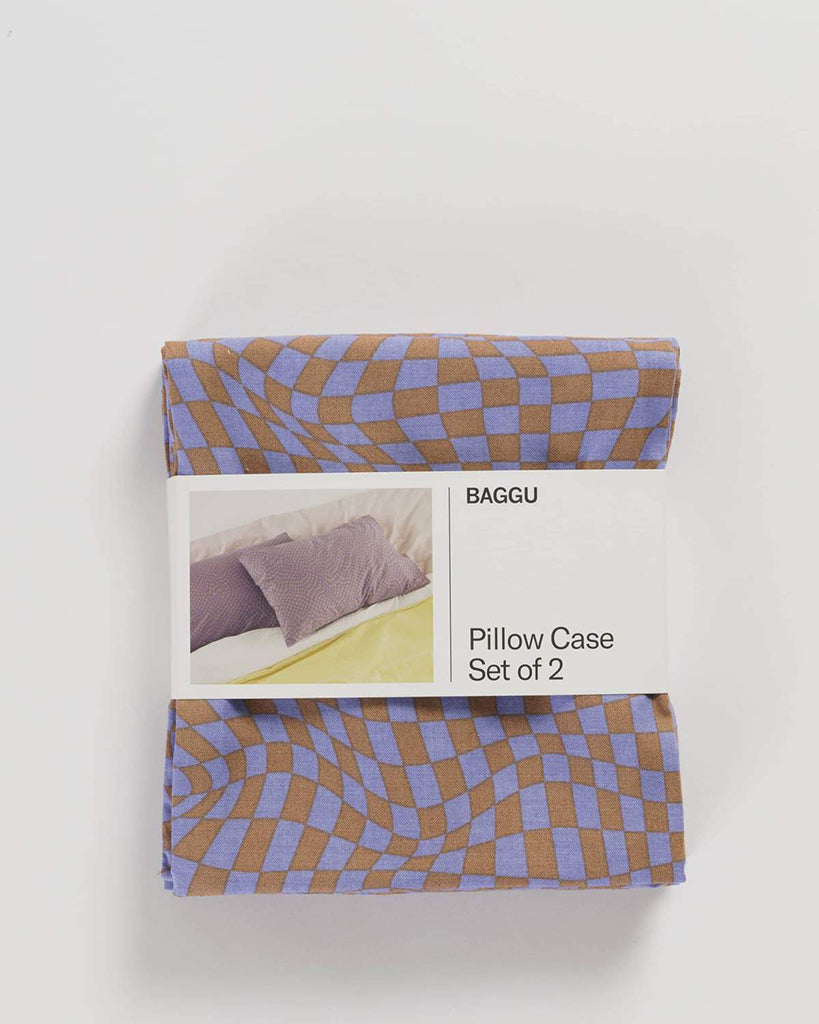 Pillow Case Set Of 2 - Lavender Trippy Checker