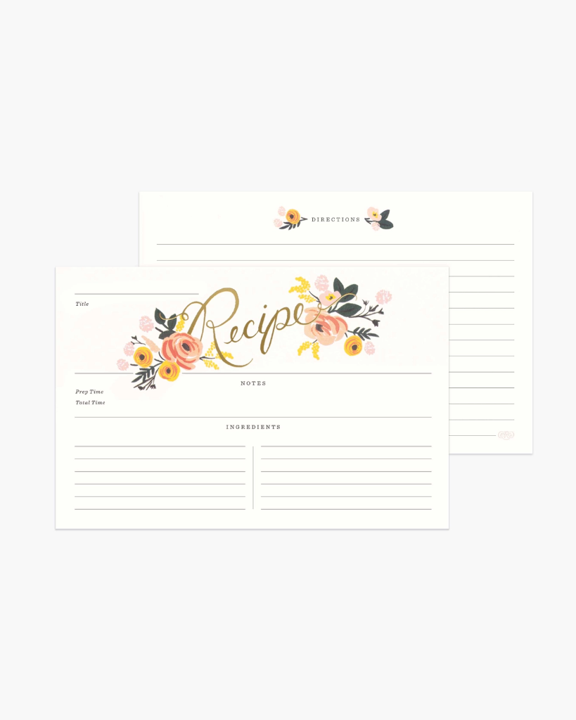 Recipe Cards - Peonies