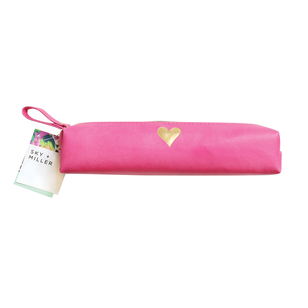 Pencil Case - Cerise + Heart