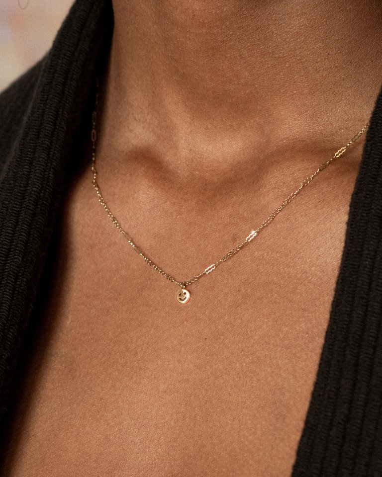 Smiley Face Necklace - Gold