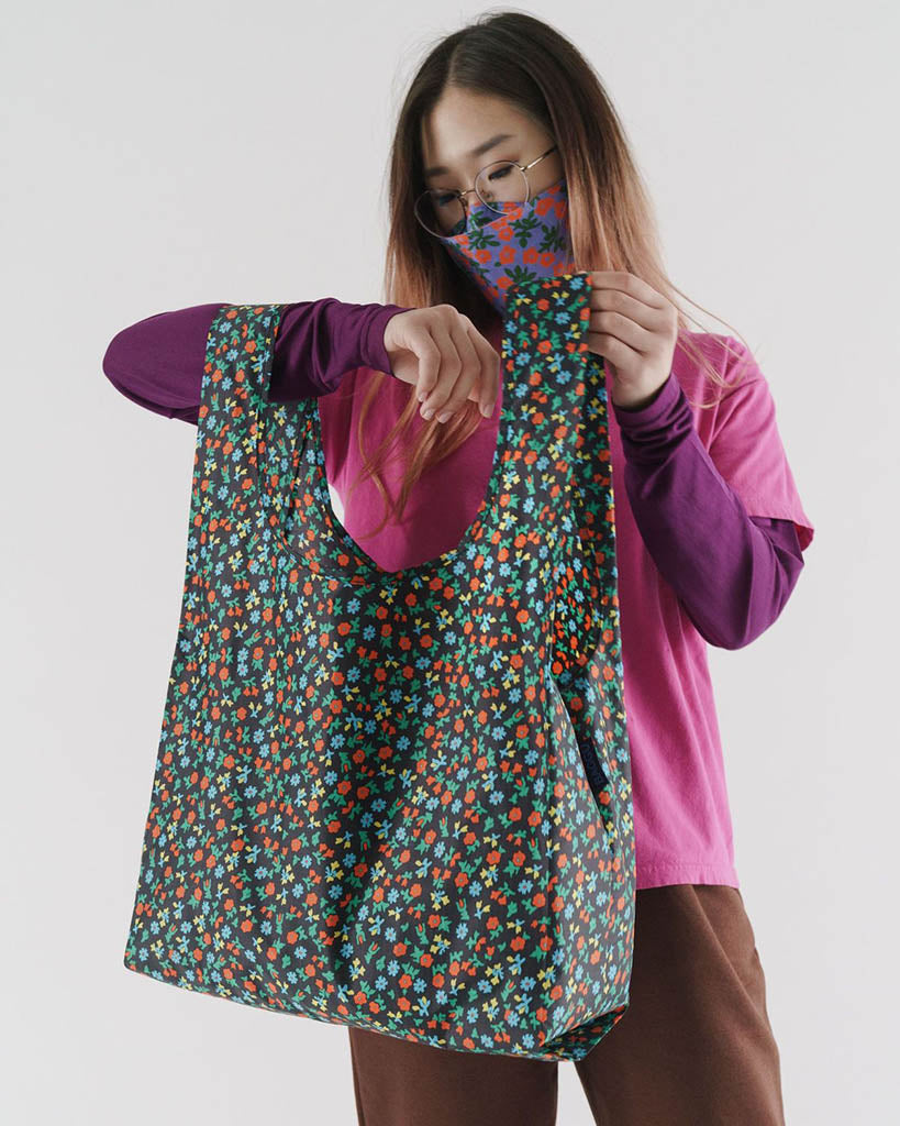 Standard Reusable Bag - Black Calico Floral