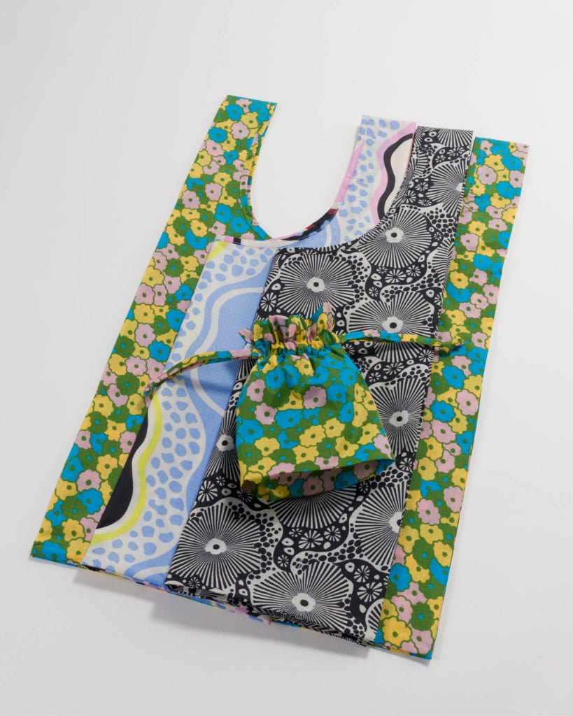 Standard Reusable Bags Set of 3 - Woodblock Mix
