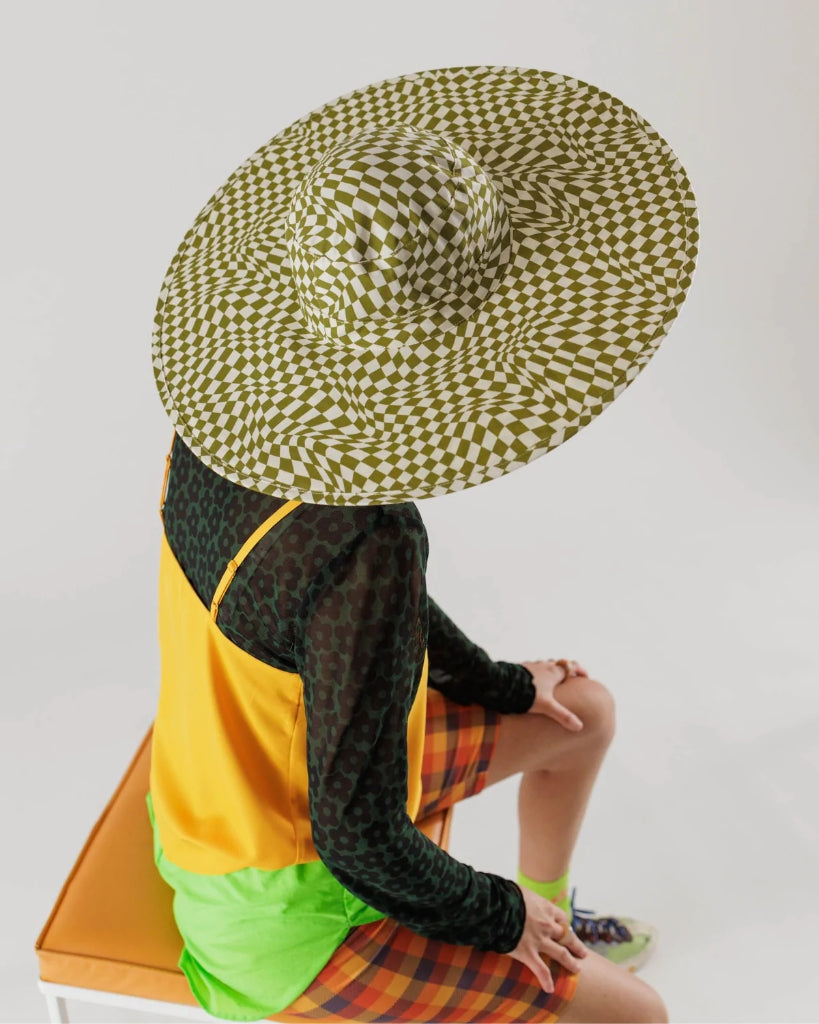 Sun Hat - Moss Trippy Checker