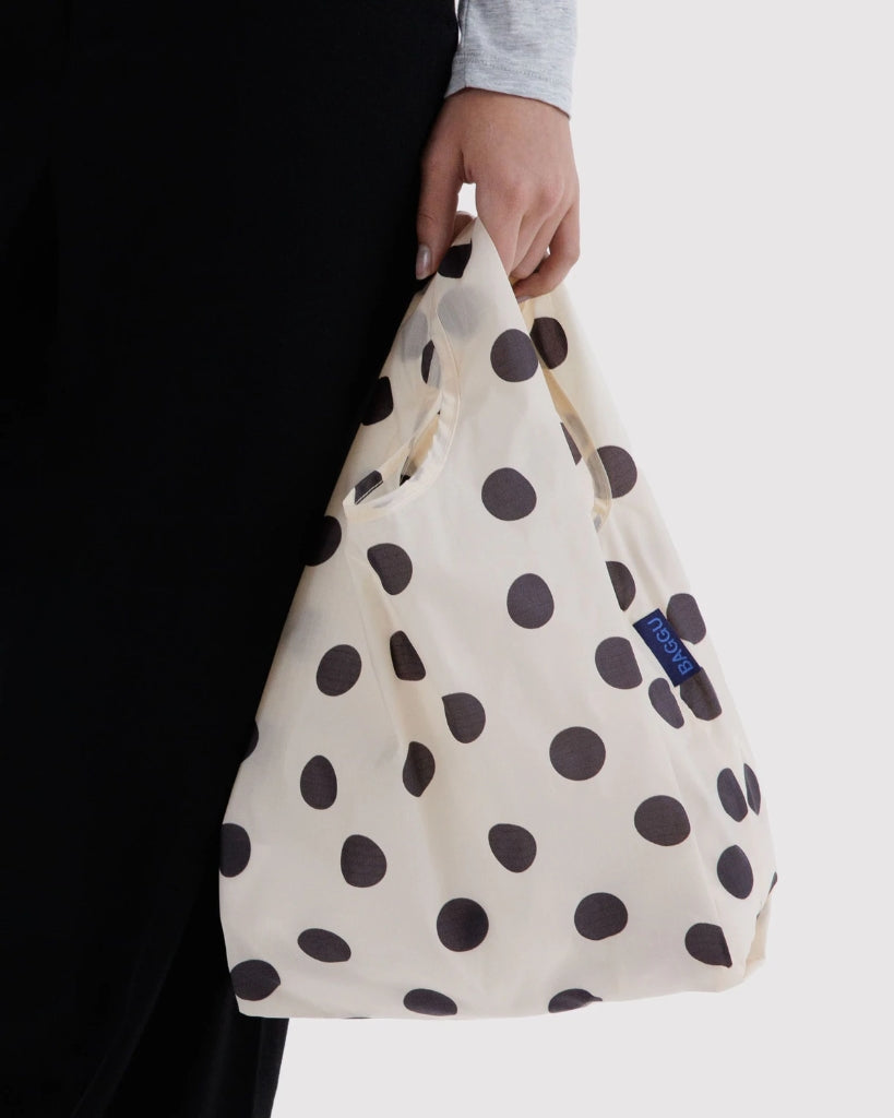 Baby Reusable Bag - Cream & Black Polka Dot